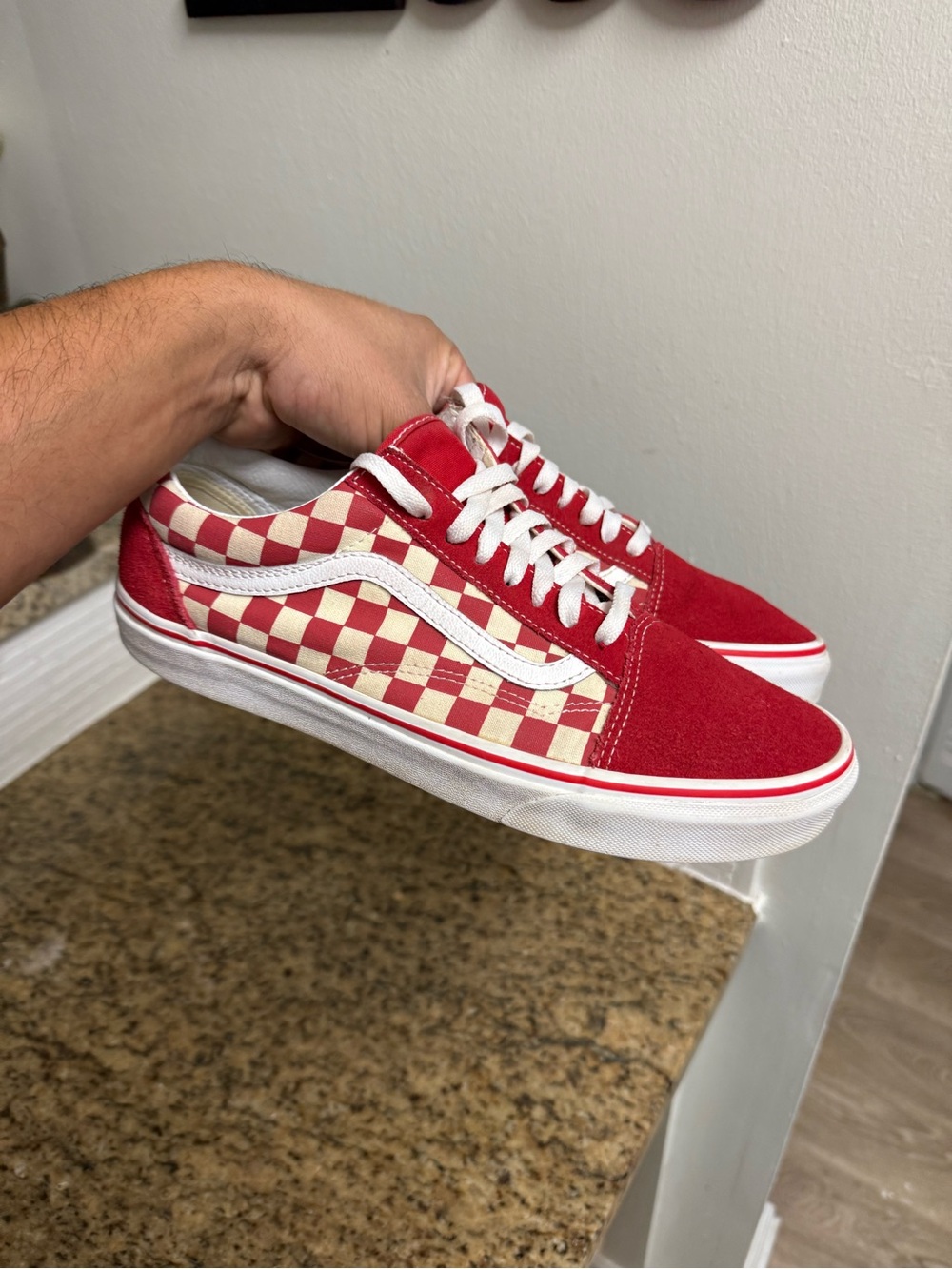 Vans Of The Walls Old Skool Checkered Red White Men Size 9.5 WMN SZ 11 Used